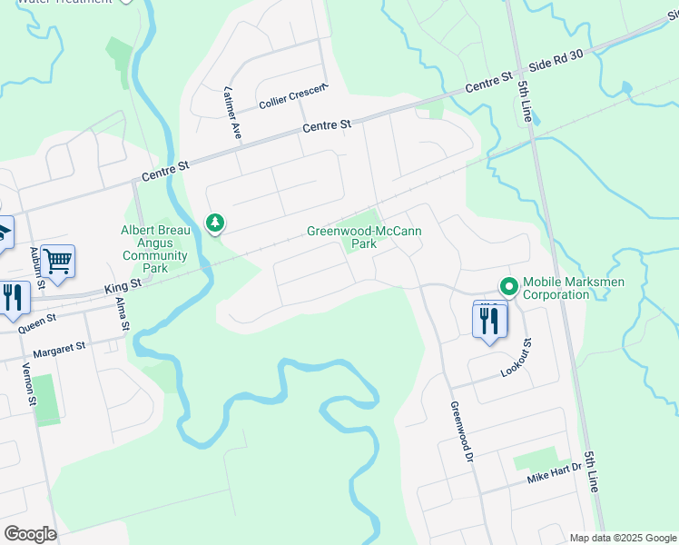 map of restaurants, bars, coffee shops, grocery stores, and more near 148 Gold Park Gate in Angus
