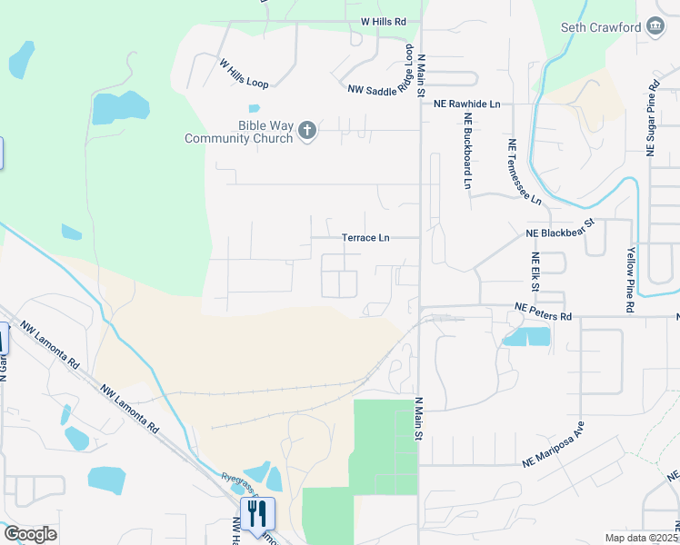 map of restaurants, bars, coffee shops, grocery stores, and more near 400 Terrace Lane in Prineville