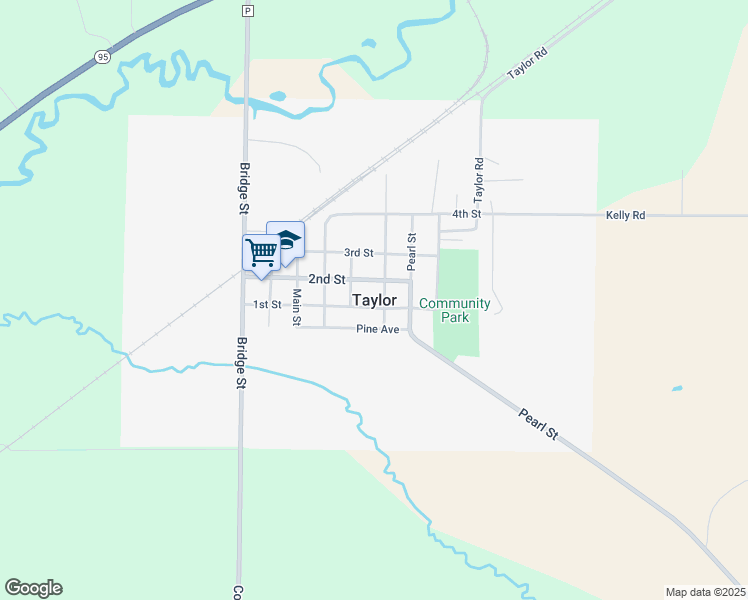 map of restaurants, bars, coffee shops, grocery stores, and more near in Taylor