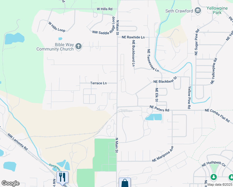 map of restaurants, bars, coffee shops, grocery stores, and more near 2165 Rolla Road in Prineville