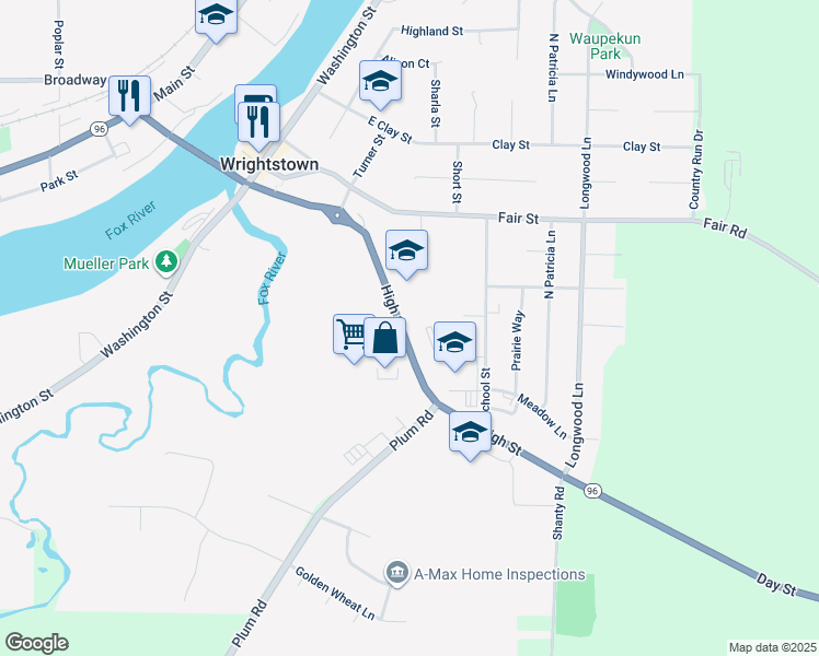 map of restaurants, bars, coffee shops, grocery stores, and more near 450 High Street in Wrightstown