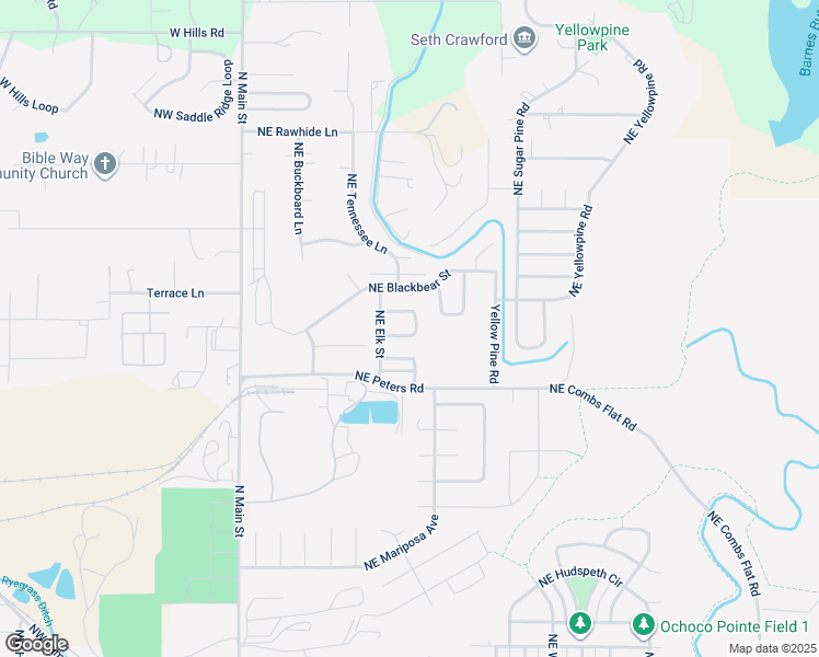 map of restaurants, bars, coffee shops, grocery stores, and more near 2120 Northeast Wolverine Loop in Prineville