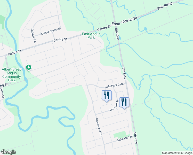 map of restaurants, bars, coffee shops, grocery stores, and more near 146 Maplewood Drive in Essa