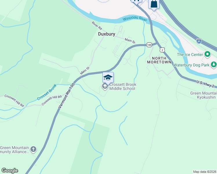 map of restaurants, bars, coffee shops, grocery stores, and more near 5672 Vermont 100 in Duxbury