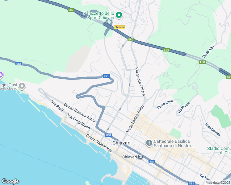 map of restaurants, bars, coffee shops, grocery stores, and more near 35 Via Antonio Gonnelli Cioni in Chiavari