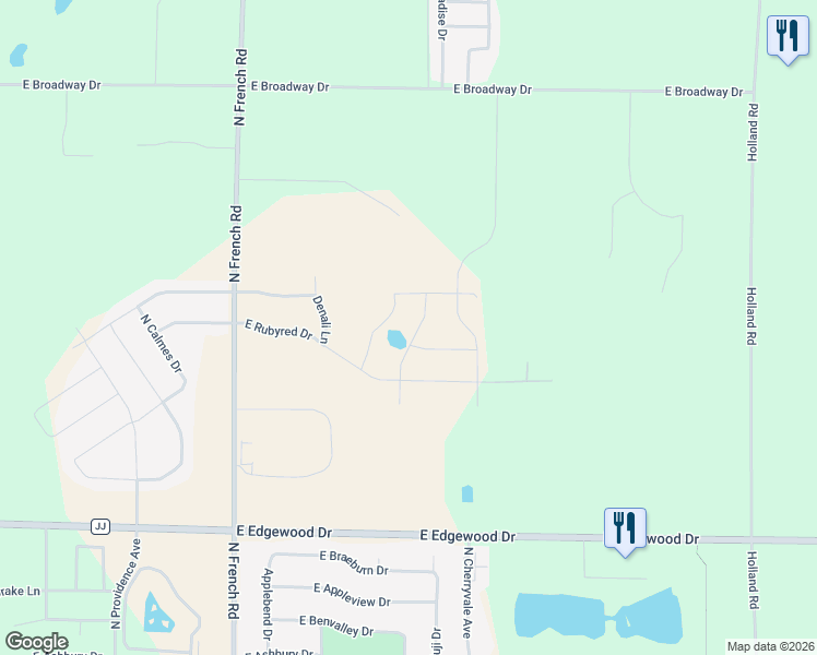 map of restaurants, bars, coffee shops, grocery stores, and more near 3382 East Paris Way in Appleton