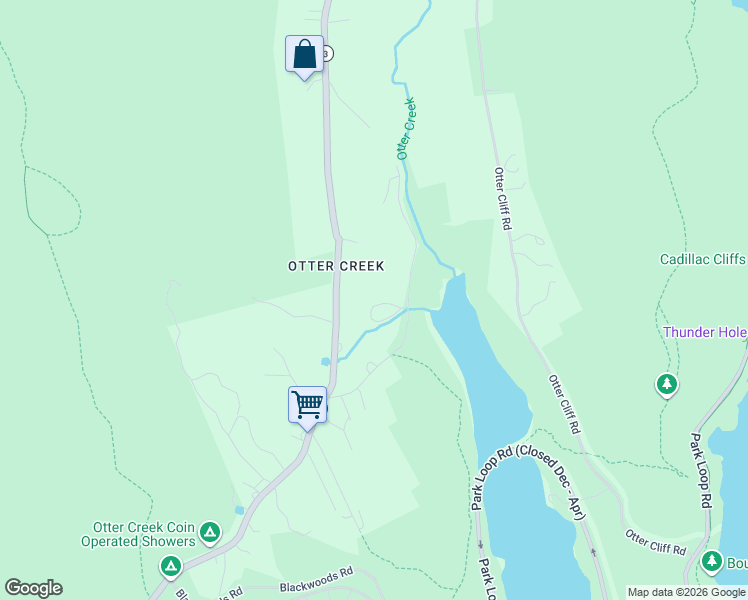 map of restaurants, bars, coffee shops, grocery stores, and more near 9 Kings Park Way in Mount Desert