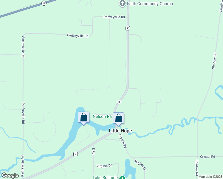 map of restaurants, bars, coffee shops, grocery stores, and more near N2268 Sky View Lane in Waupaca