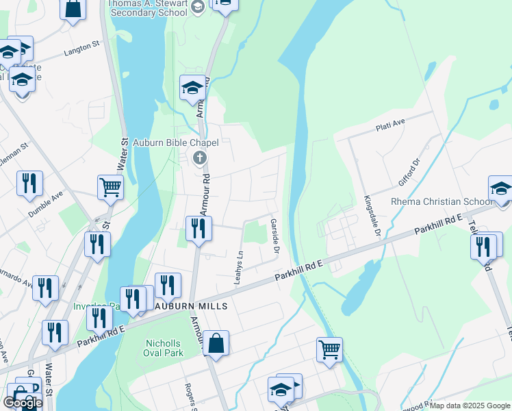 map of restaurants, bars, coffee shops, grocery stores, and more near 275 Dainton Drive in Peterborough