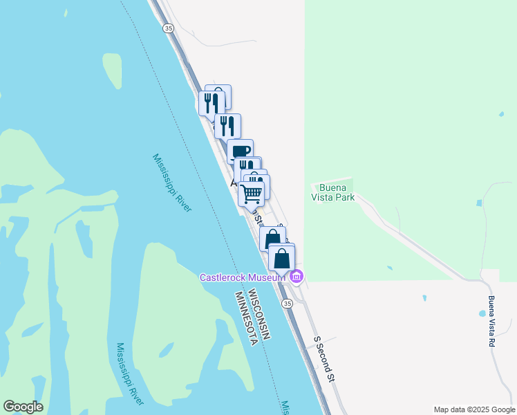 map of restaurants, bars, coffee shops, grocery stores, and more near 107 North 2nd Street in Alma
