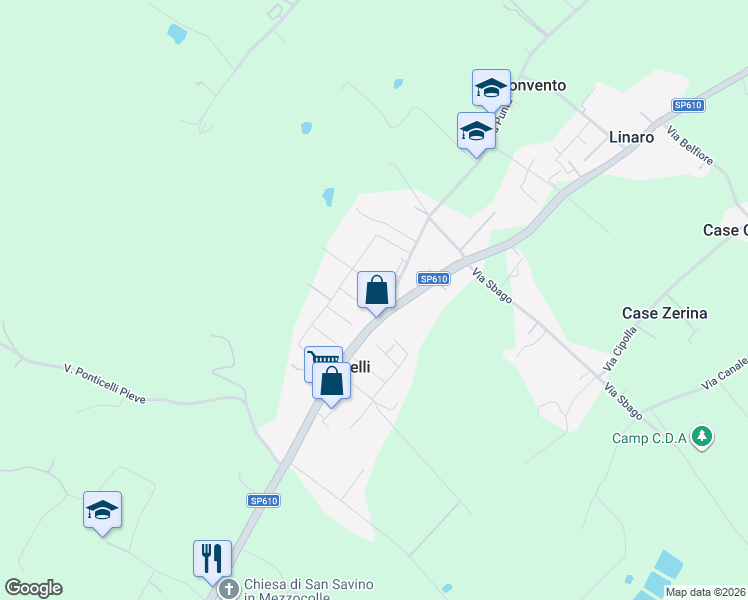 map of restaurants, bars, coffee shops, grocery stores, and more near 86p Via Punta in Ponticelli