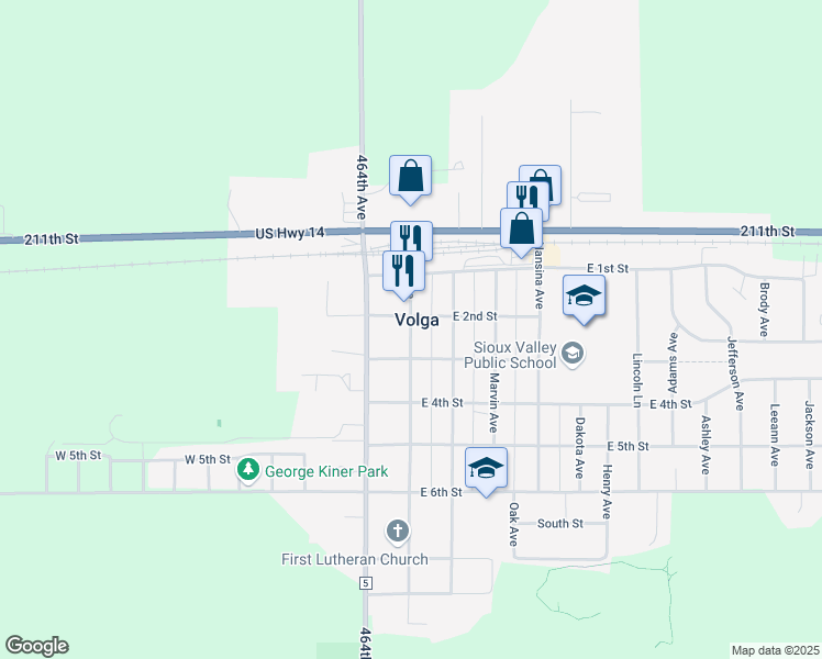 map of restaurants, bars, coffee shops, grocery stores, and more near 212 Kasan Avenue in Volga