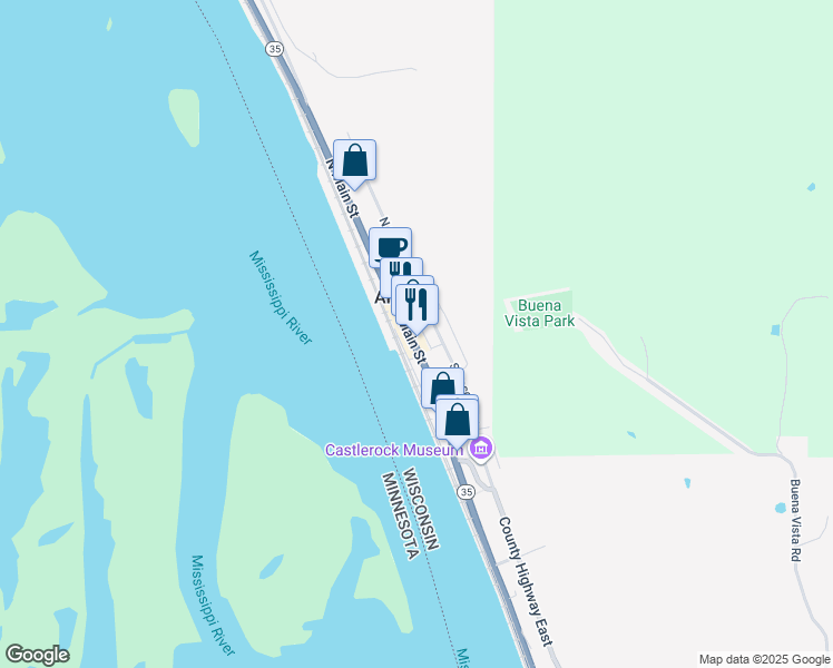 map of restaurants, bars, coffee shops, grocery stores, and more near 107 North 2nd Street in Alma