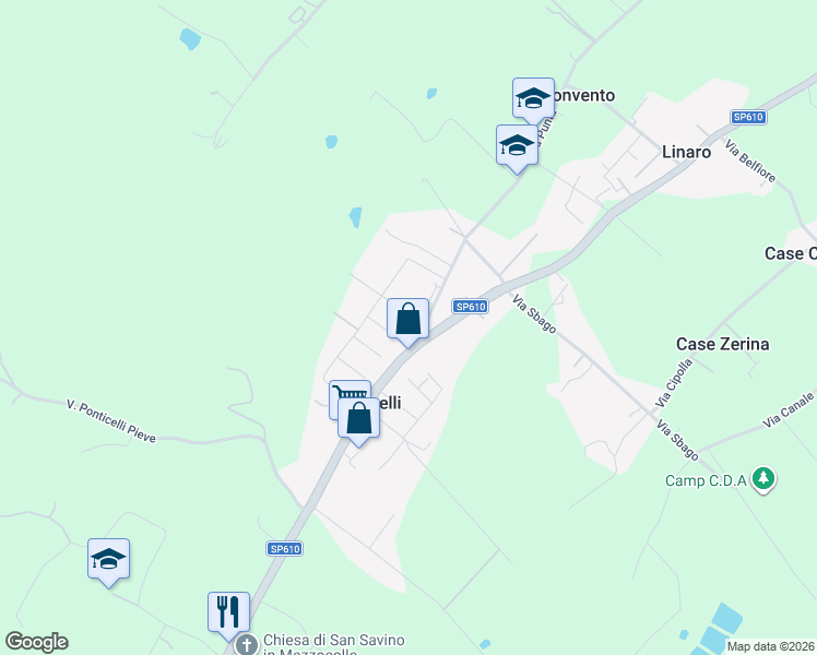 map of restaurants, bars, coffee shops, grocery stores, and more near 86p Via Punta in Ponticelli