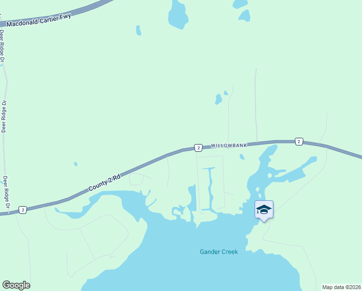 map of restaurants, bars, coffee shops, grocery stores, and more near 4682 County Road 2 in Gananoque