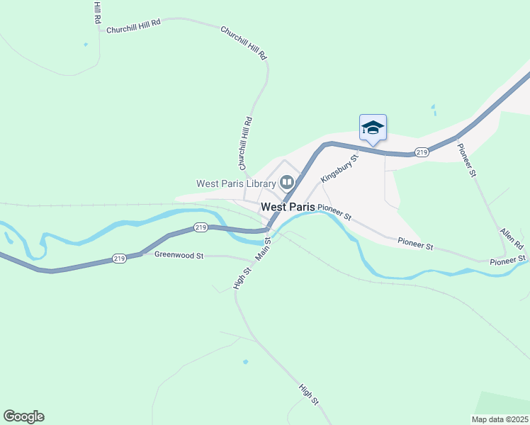 map of restaurants, bars, coffee shops, grocery stores, and more near 8 Depot Street in West Paris