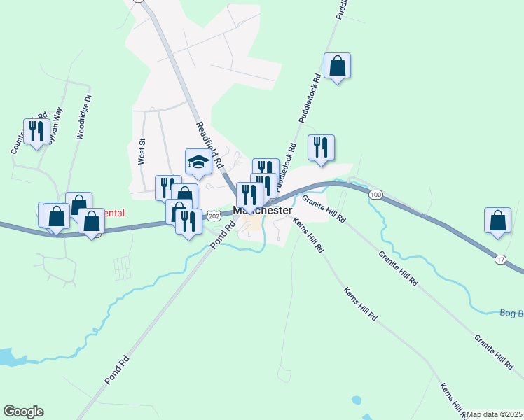 map of restaurants, bars, coffee shops, grocery stores, and more near in Manchester