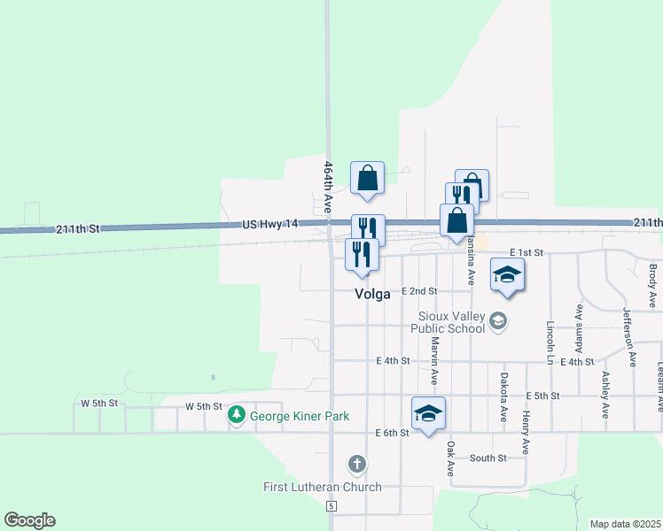 map of restaurants, bars, coffee shops, grocery stores, and more near 121 Samara Avenue in Volga