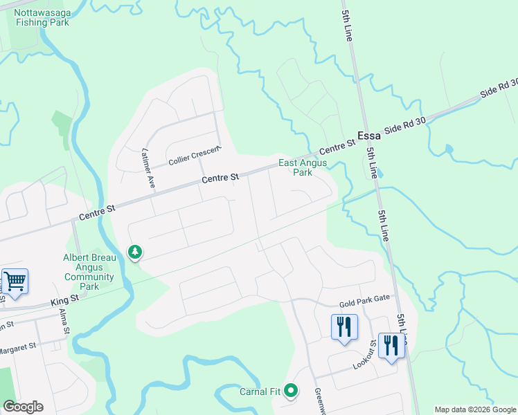 map of restaurants, bars, coffee shops, grocery stores, and more near in Angus
