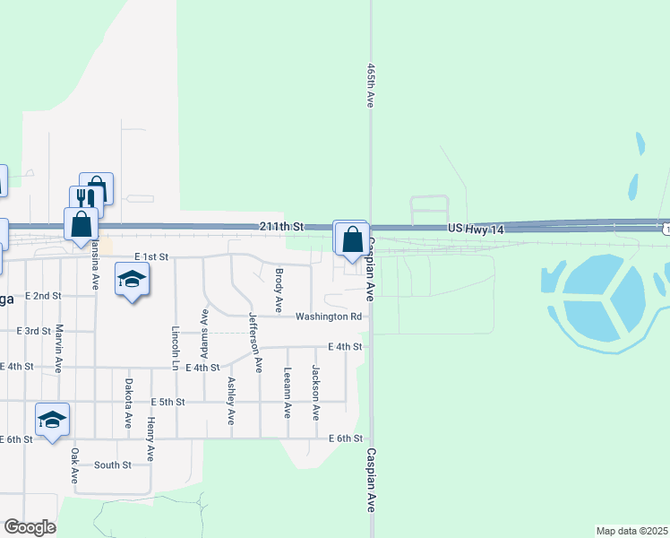 map of restaurants, bars, coffee shops, grocery stores, and more near Brittany Avenue in Volga