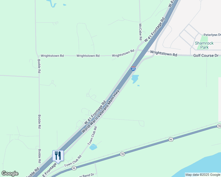 map of restaurants, bars, coffee shops, grocery stores, and more near N2387 West 41 Frontage Road in Kaukauna