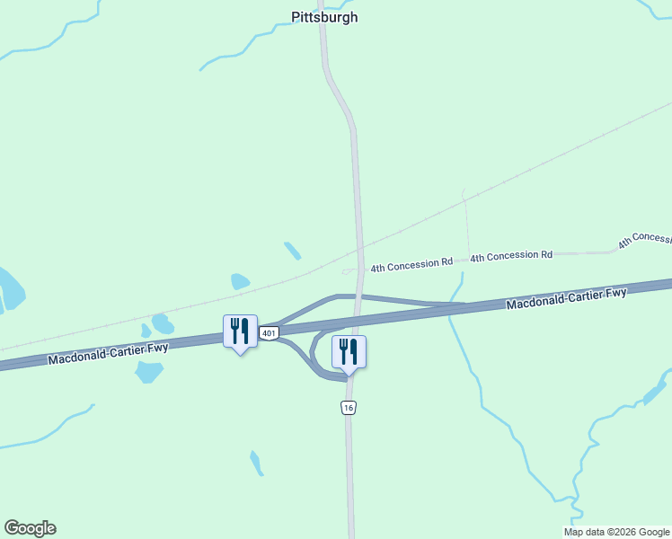 map of restaurants, bars, coffee shops, grocery stores, and more near 2398 4th Concession Road in Kingston