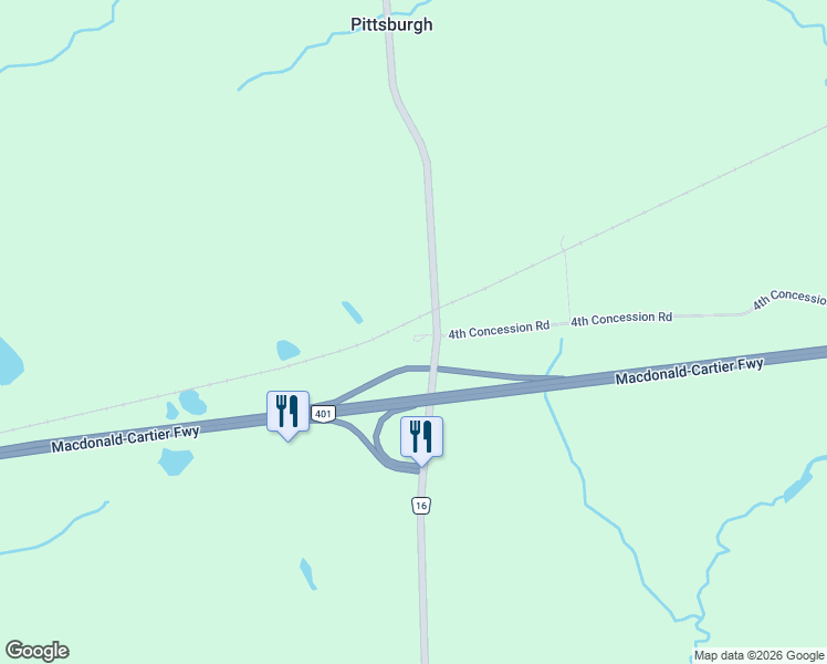map of restaurants, bars, coffee shops, grocery stores, and more near 2398 4th Concession Road in Kingston