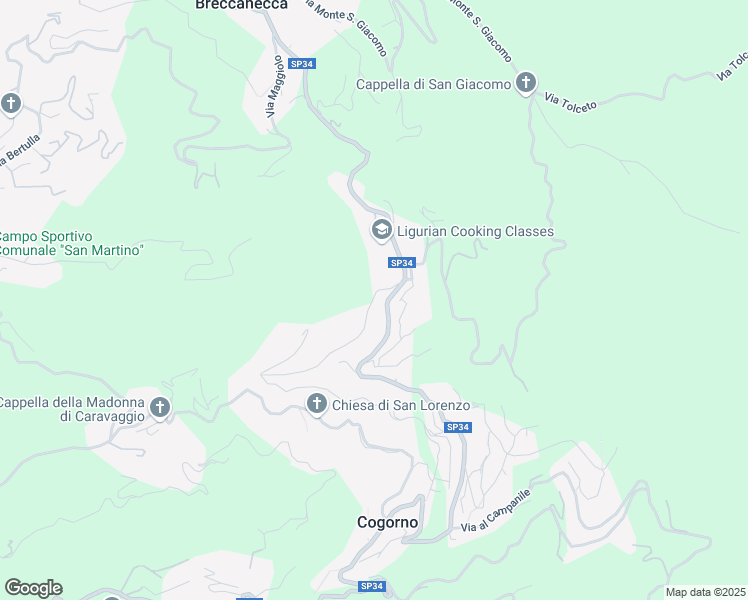 map of restaurants, bars, coffee shops, grocery stores, and more near 7 Via Al Castello in Cogorno