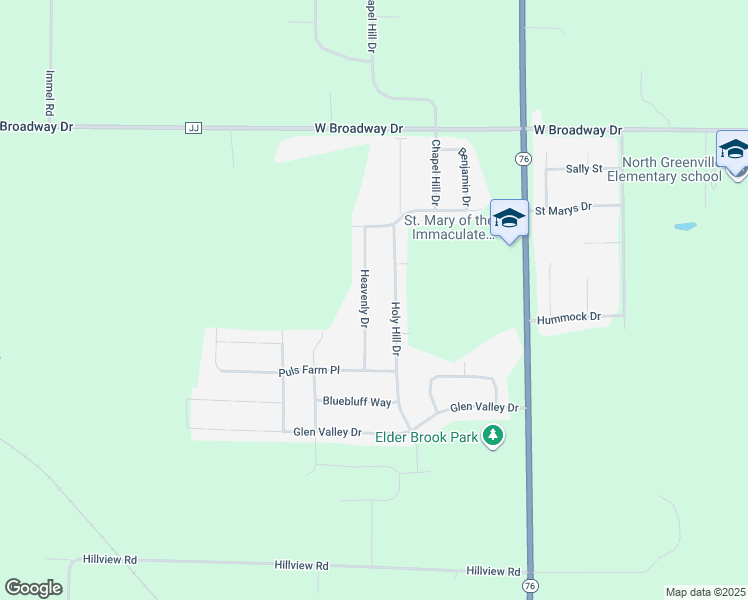 map of restaurants, bars, coffee shops, grocery stores, and more near N2328 Heavenly Drive in Greenville