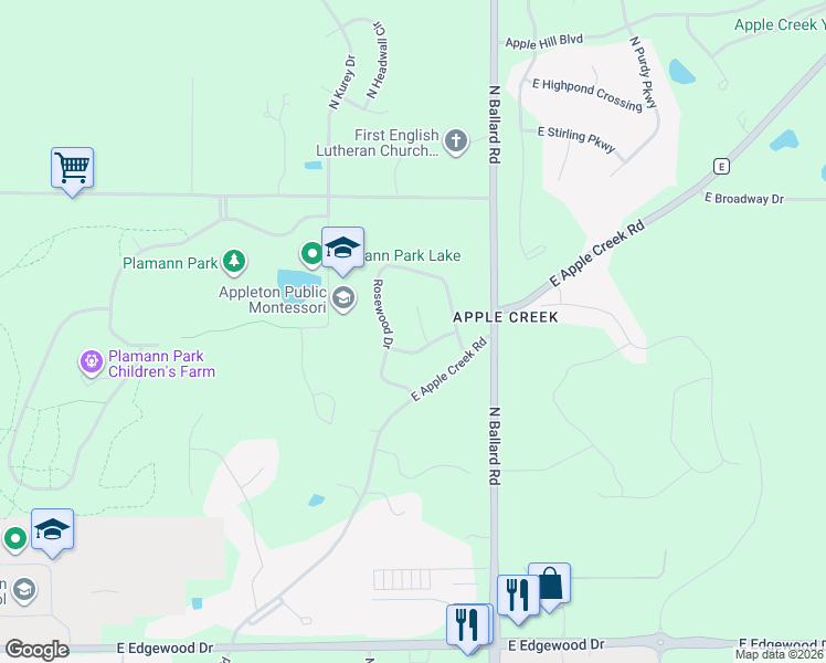 map of restaurants, bars, coffee shops, grocery stores, and more near 39 Heritage Court in Appleton