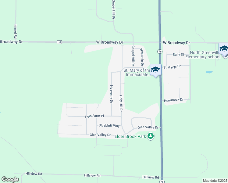 map of restaurants, bars, coffee shops, grocery stores, and more near N2328 Heavenly Drive in Greenville