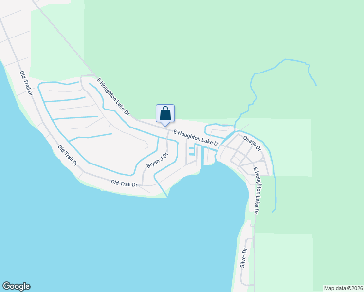 map of restaurants, bars, coffee shops, grocery stores, and more near 100-1062 Dockside Drive in Houghton Lake