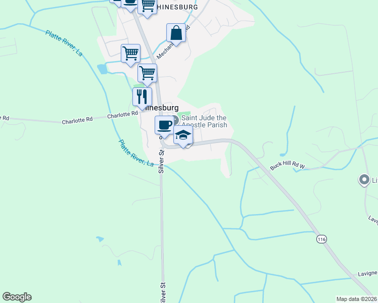 map of restaurants, bars, coffee shops, grocery stores, and more near 10901 Vermont 116 in Hinesburg