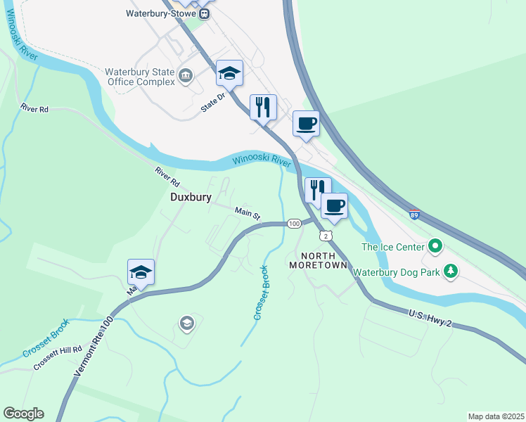 map of restaurants, bars, coffee shops, grocery stores, and more near 633 Main Street in Duxbury