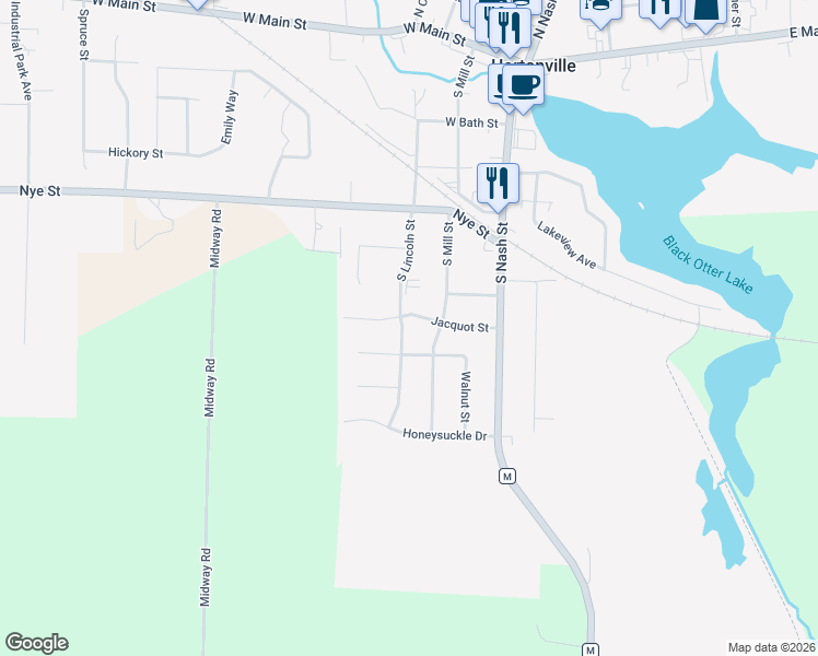 map of restaurants, bars, coffee shops, grocery stores, and more near 219 Jacquot Street in Hortonville