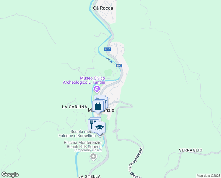 map of restaurants, bars, coffee shops, grocery stores, and more near 14 Via Caduti di Cefalonia in Monterenzio