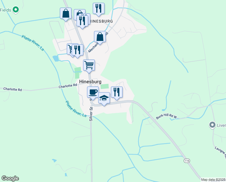 map of restaurants, bars, coffee shops, grocery stores, and more near 85 Lyman Meadow in Hinesburg