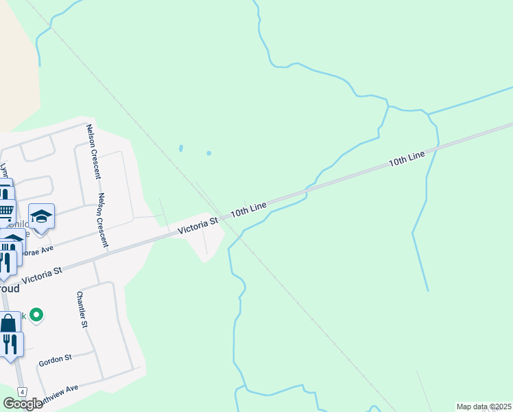 map of restaurants, bars, coffee shops, grocery stores, and more near 1908 10th Line in Innisfil
