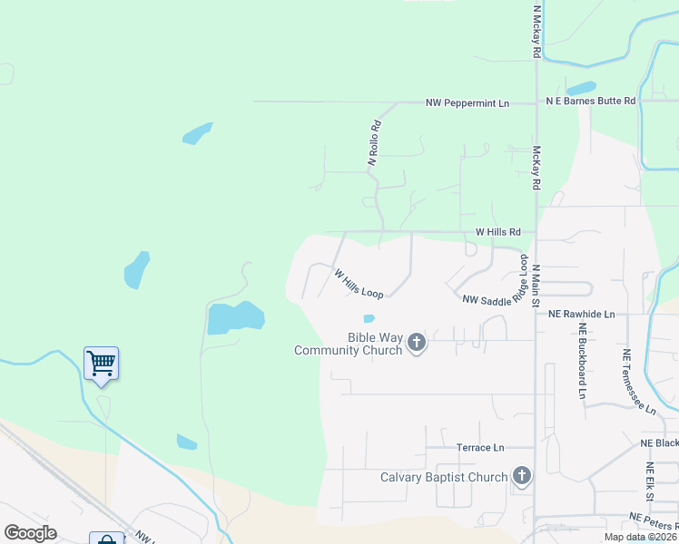 map of restaurants, bars, coffee shops, grocery stores, and more near 2990 West Hills Loop in Prineville
