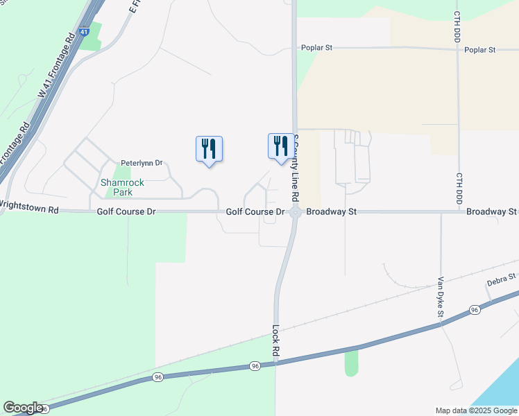 map of restaurants, bars, coffee shops, grocery stores, and more near 136 Golf Course Drive in Wrightstown