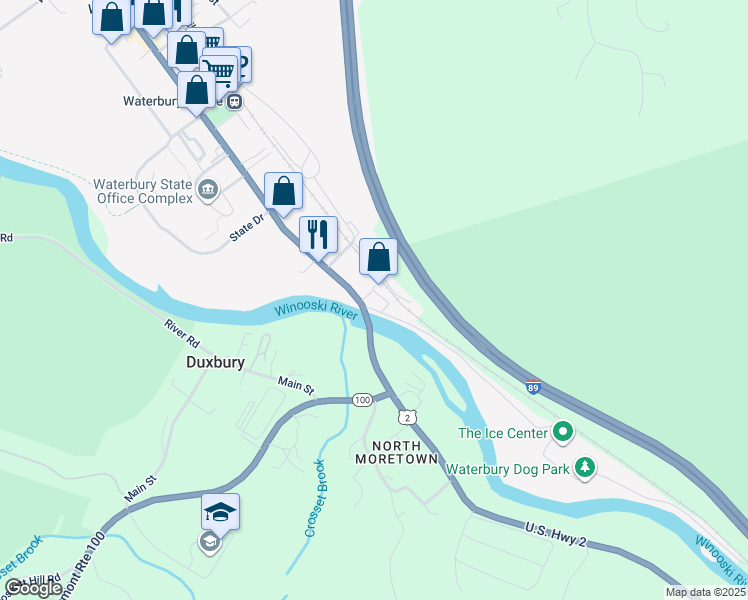 map of restaurants, bars, coffee shops, grocery stores, and more near 172 Demeritt Place in Washington County