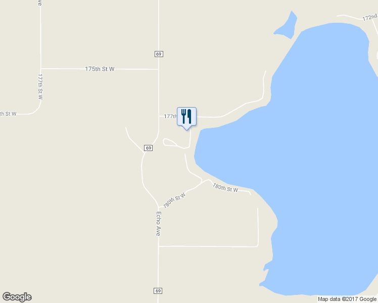map of restaurants, bars, coffee shops, grocery stores, and more near 17805 180th Street West in Faribault