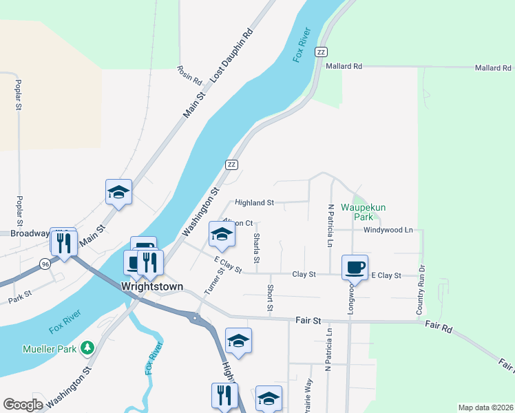 map of restaurants, bars, coffee shops, grocery stores, and more near 272 Louise Drive in Wrightstown