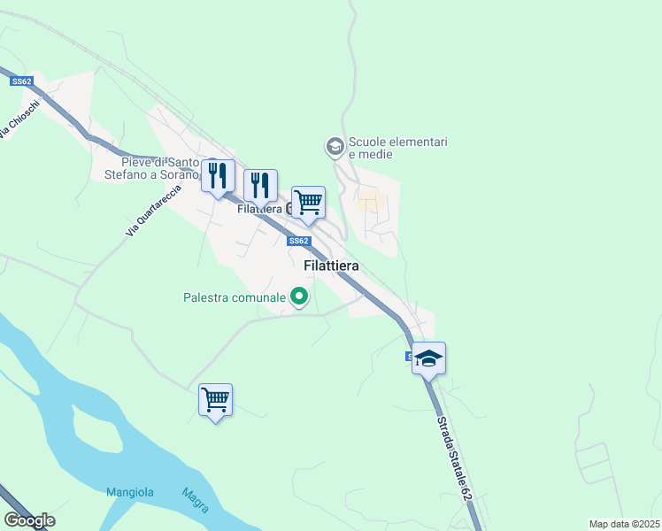 map of restaurants, bars, coffee shops, grocery stores, and more near in Filattiera