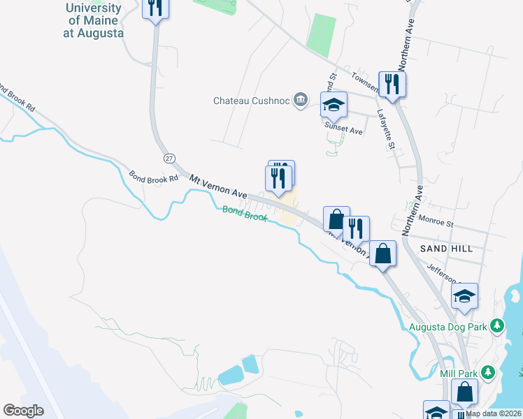map of restaurants, bars, coffee shops, grocery stores, and more near 176 Mount Vernon Avenue in Augusta