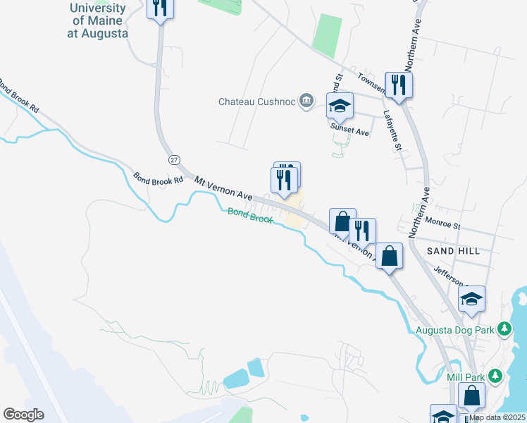 map of restaurants, bars, coffee shops, grocery stores, and more near 176 Mount Vernon Avenue in Augusta