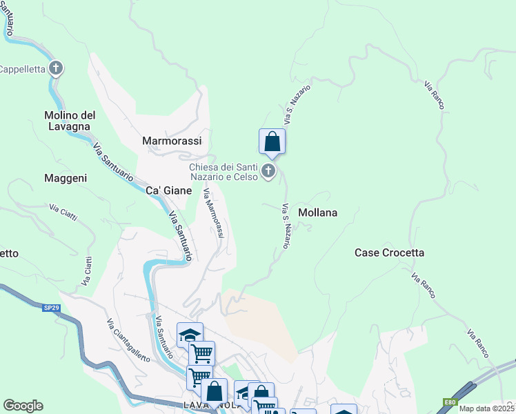 map of restaurants, bars, coffee shops, grocery stores, and more near 11 Via San Nazario in Provincia di Savona