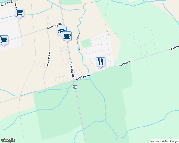 map of restaurants, bars, coffee shops, grocery stores, and more near 2903-2957 Lockhart Road in Barrie
