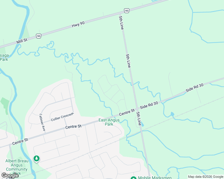 map of restaurants, bars, coffee shops, grocery stores, and more near 70 Wakefield Boulevard in Simcoe County