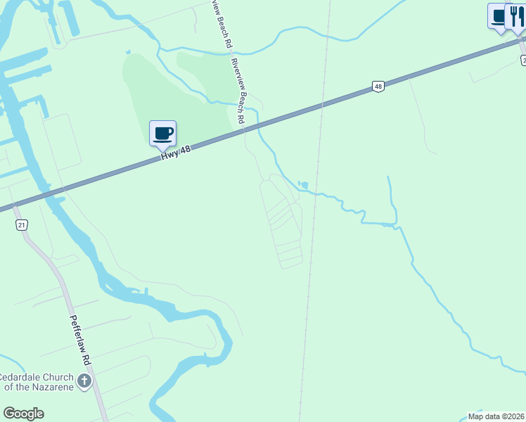 map of restaurants, bars, coffee shops, grocery stores, and more near 65 Horseshoe Circle in Georgina